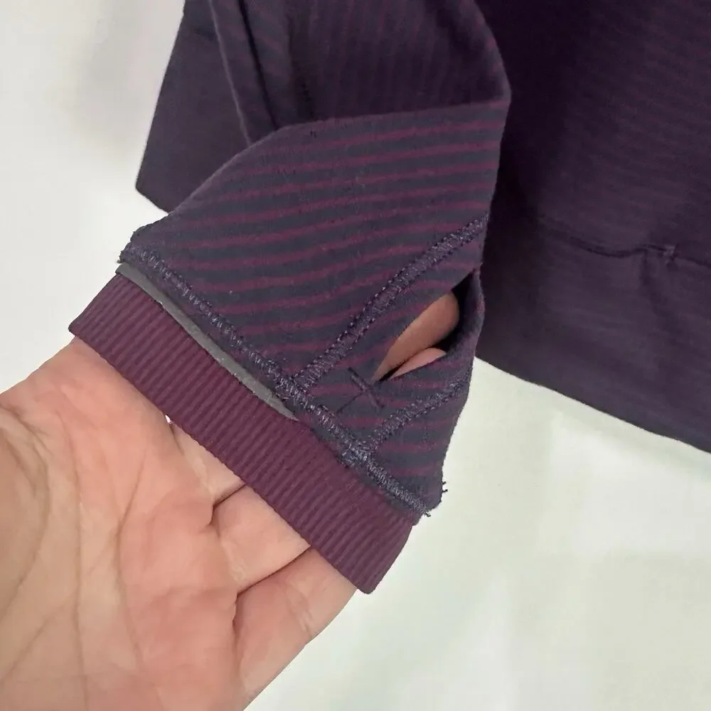 Lululemon Full Tilt Long Sleeve Top S/4? Navy Hyper Stripe Plum Lace Thumb Holes